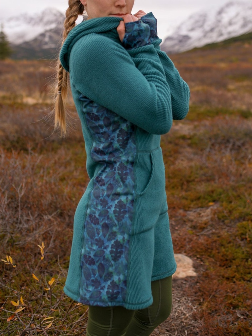 Youer green blue neversink winter fleece Treasure hoodie dress Women’s sz XXL